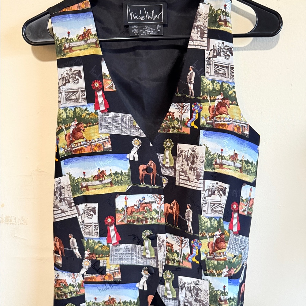 Nicole Miller Black Travel-Themed Vest